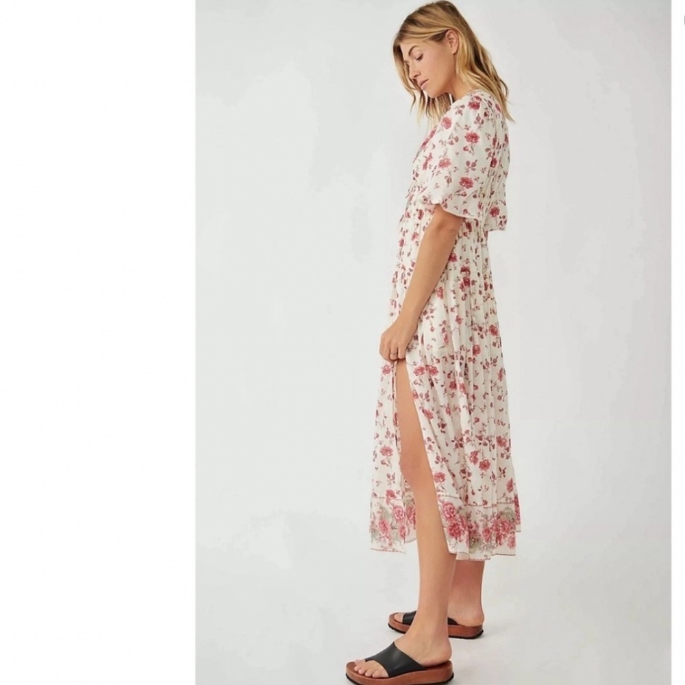 Free People Lysette Midi Dress in Tea Combo Size XS Bohemian Gypsy Indian Cotton - Picture 5 of 11